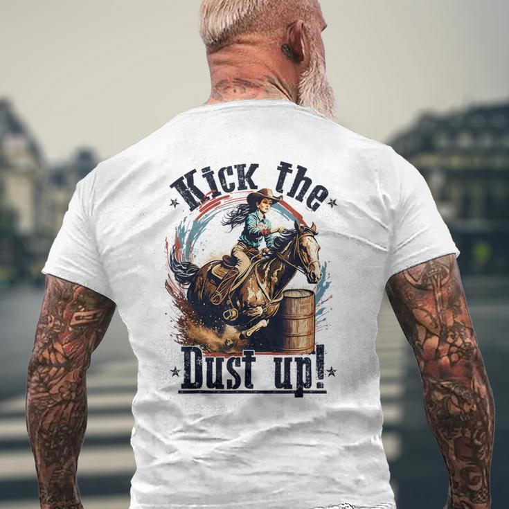 Barrel Racing Cowgirl Kick The Dust Up Rodeo Barrel Racer Men's T-shirt Back Print Gifts for Old Men