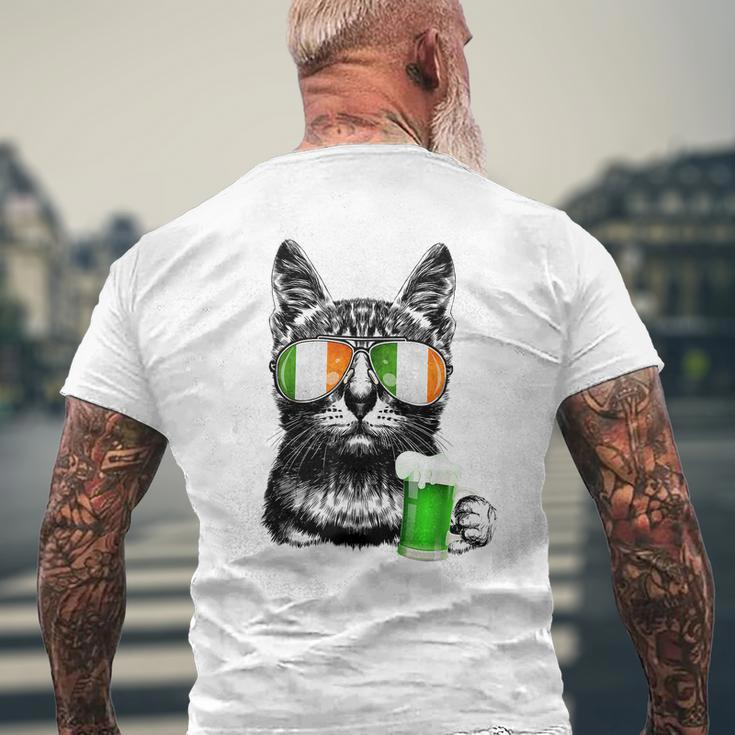 Black Cat St Patricks Day Tshirt Kitty Kitten Lover Drinking Mens Back Print T-shirt Gifts for Old Men