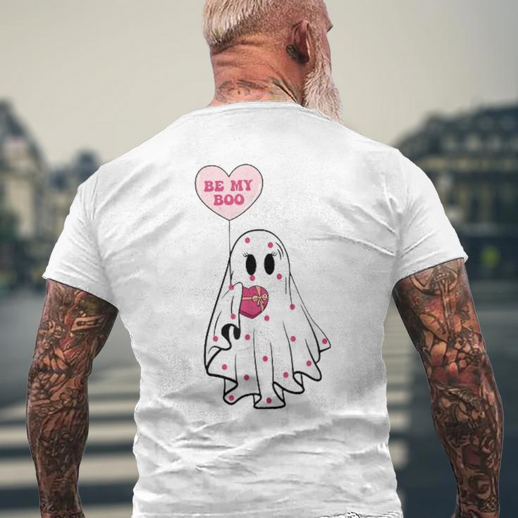 Be My Boo Cute Ghost Valentine's Day Lovers Hearts Men's T-shirt Back Print Gifts for Old Men