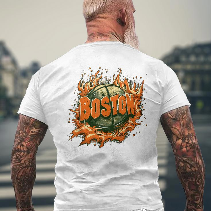 Boston Basketball On Fire Fan Men's T-shirt Back Print Gifts for Old Men