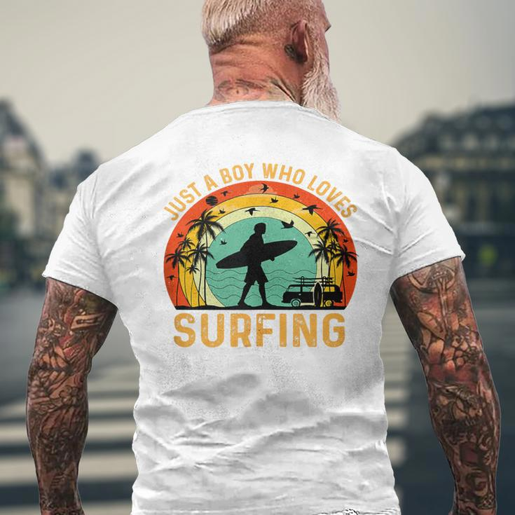 Boy That Love Surfing Vintage Loving Surfer Boy Men's T-shirt Back Print Gifts for Old Men
