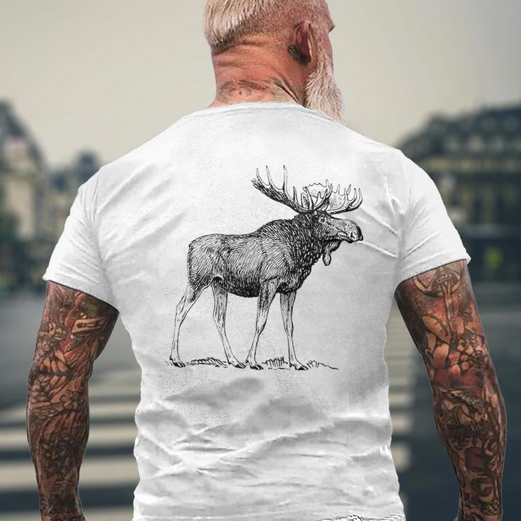 Bull Moose Cool Moose Drawing Moose Sketch Men's T-shirt Back Print Gifts for Old Men