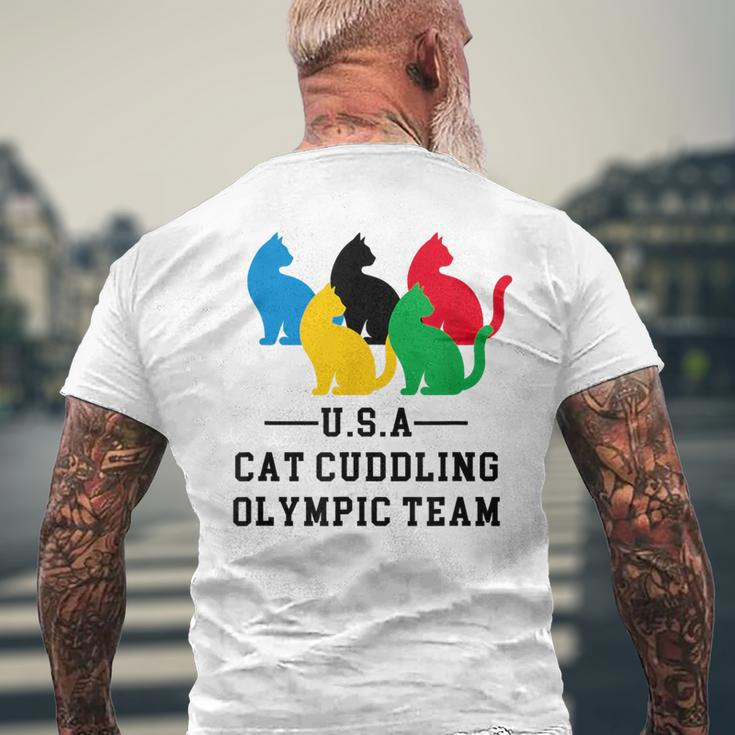 Cat Cuddling Olympic Team Men's T-shirt Back Print Gifts for Old Men