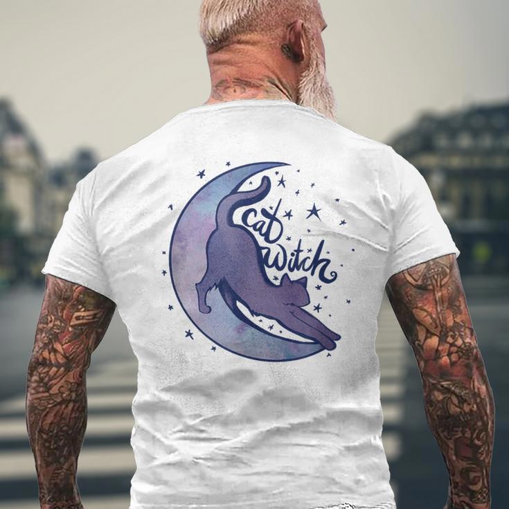 Cat Witch Moon Kitty Cats Purple Moonchild Men's T-shirt Back Print Gifts for Old Men