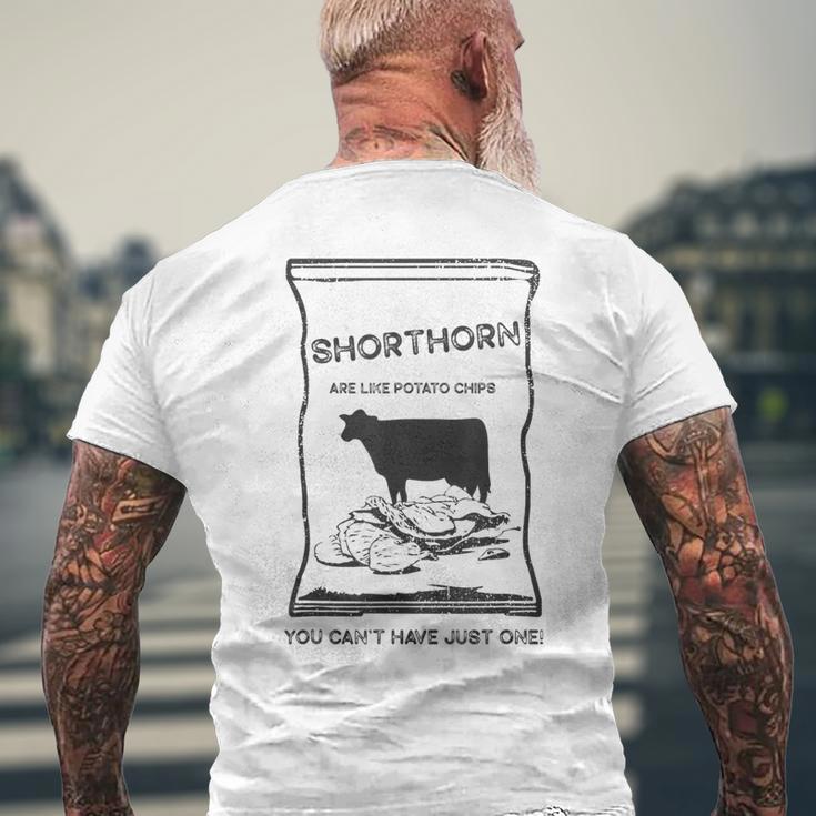 Cattle Like Potato Chips Can't Have One Shorthorn Men's T-shirt Back Print Gifts for Old Men