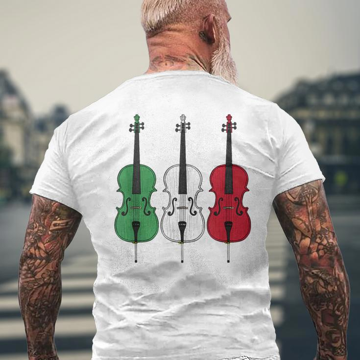 Cello Italian Flag Cellist String Musician Italy Men's T-shirt Back Print Gifts for Old Men