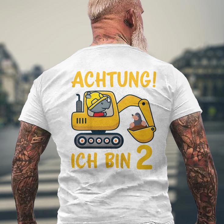 Children's Achtung Ich Bin 2 Jahre Alt 2Nd Birthday Digger Rhino T-Shirt mit Rückendruck Geschenke für alte Männer