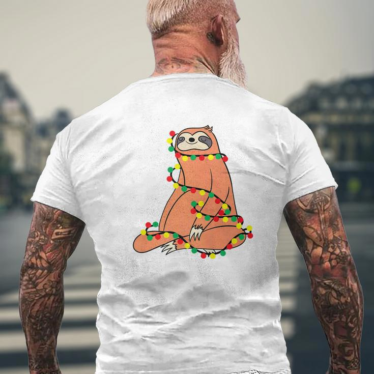 Christmas Lights Decoration Sloth Mens Back Print T-shirt Gifts for Old Men