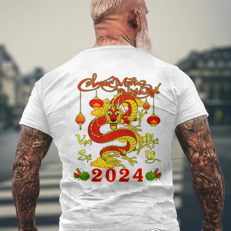 Chuc Mung Nam Moi 2024 Tet Giap Thin Viet Nam New Year 2024 Men's T-shirt Back Print Gifts for Old Men
