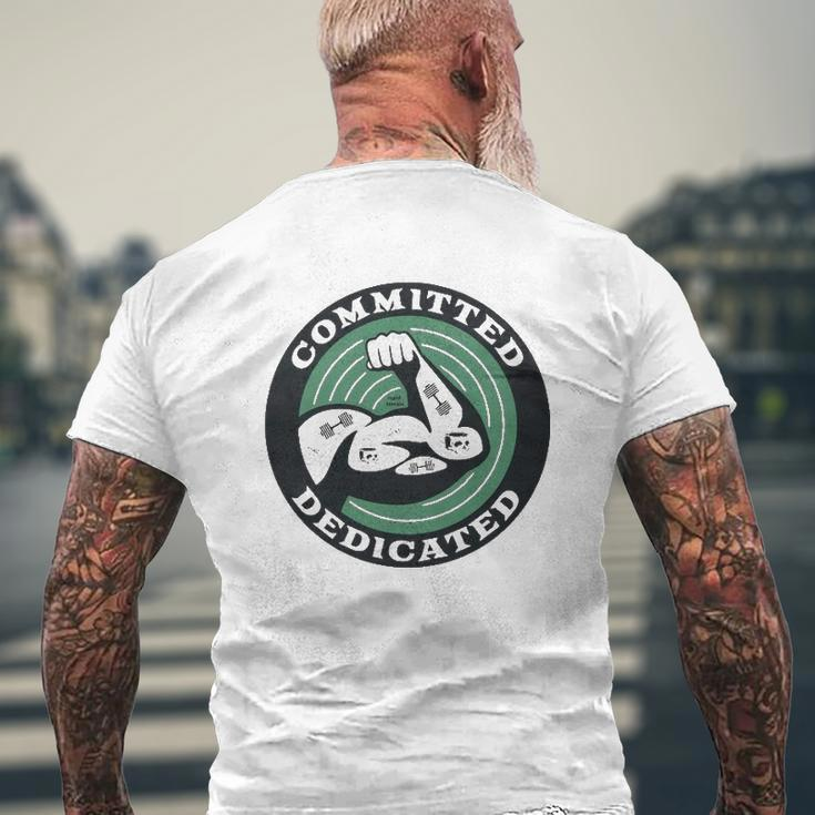 Committed And Dedicated Essential Mens Back Print T-shirt Gifts for Old Men