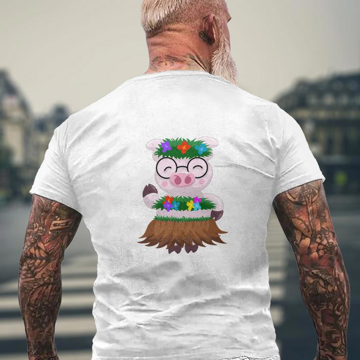 Cool Hawaiian Luau Pig Boar Hula Dancing Mens Back Print T-shirt Gifts for Old Men