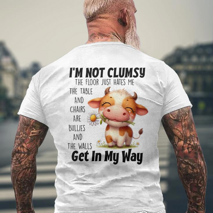 Cow I'm Not Clumsy The Floor Just Hates Me The Table Men's T-shirt Back Print Gifts for Old Men