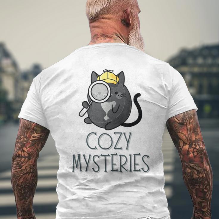 Cozy Mysteries Cute Cat Cozy Murder Mystery Cat Detective Men's T-shirt Back Print Gifts for Old Men