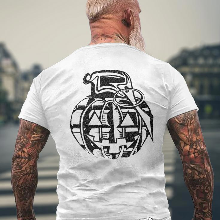 Custom Military Pumpkin Grenade Men's T-shirt Back Print Gifts for Old Men