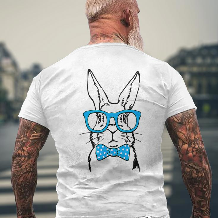 Cute Rabbit Bunny Face Glasses Bow Tie Happy Easter Day Boys Men's T-shirt Back Print Gifts for Old Men