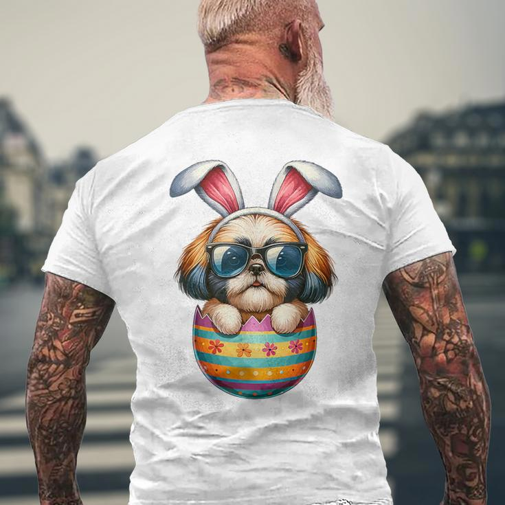 Cute Shih Tzu Egg Easter Day Dog Dad Dog Mom Men's T-shirt Back Print Gifts for Old Men