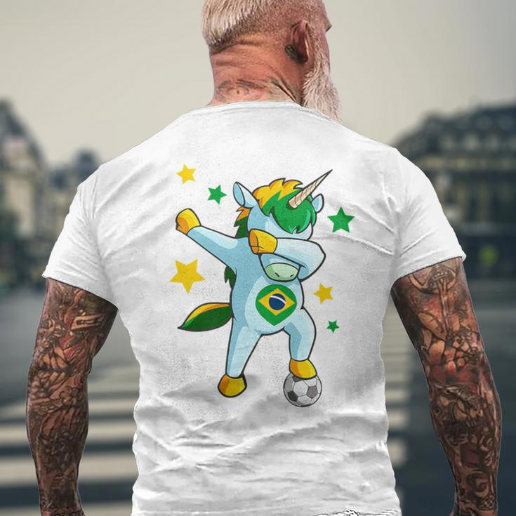 Dabbing Unicorn Support Jersey Brazil Soccer Girls Men's T-shirt Back Print Gifts for Old Men