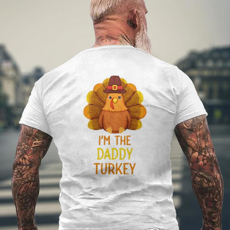 Daddy Turkey Family Matching Thanksgiving Party Pajama Mens Back Print T-shirt Gifts for Old Men