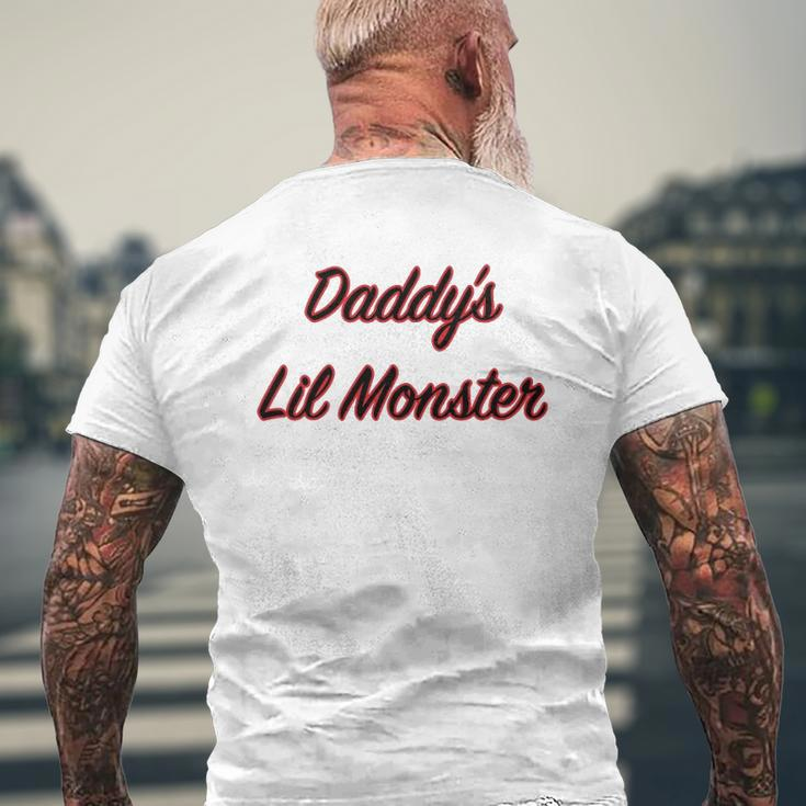 Daddy's Lil Monster Father Mens Back Print T-shirt Gifts for Old Men