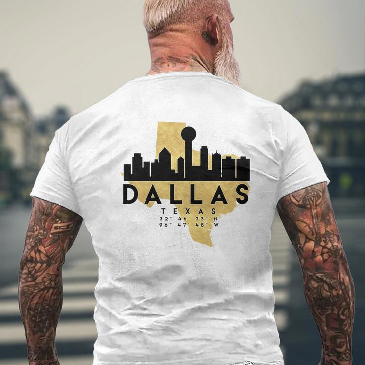 Dallas Texas Skyline Map Art Mens Back Print T-shirt Gifts for Old Men