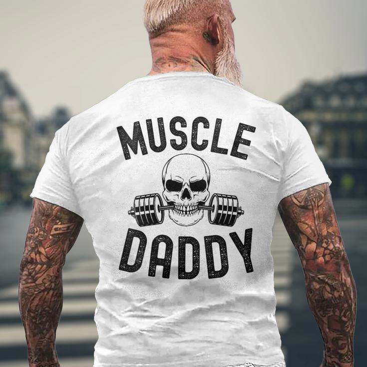 Damen Muscle Daddy Gewichtheber Skelett Langhantel Papa Workout Mit-Ausschnitt T-Shirt mit Rückendruck Geschenke für alte Männer