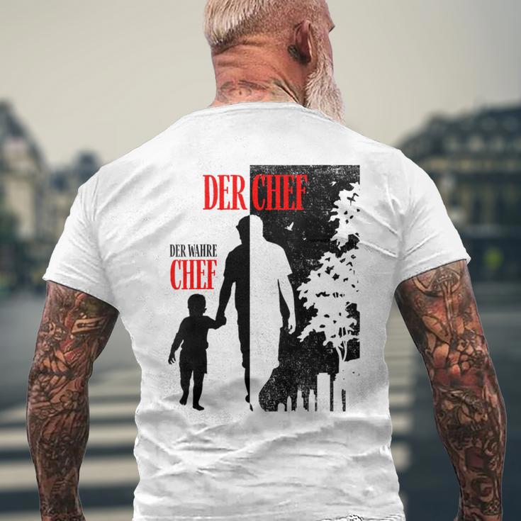 Damenater Sohn Partnerlookatertag Papa Sohn Der Chef Mit-Ausschnitt T-Shirt mit Rückendruck Geschenke für alte Männer