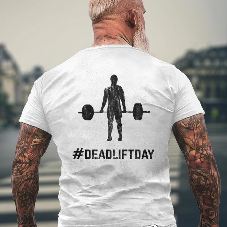 Deadlift Day Retro Vintage Barbell Gym Lifting Mens Back Print T-shirt Gifts for Old Men