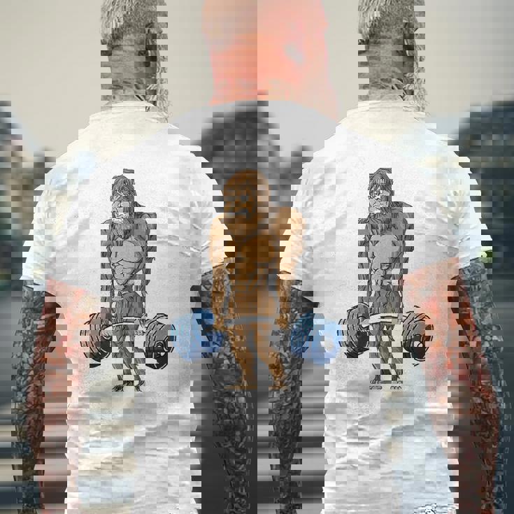 Deadlifting Sasquatch Bigfoot Weightlifting Workout Mens Back Print T-shirt Gifts for Old Men Deadlifting Sasquatch Bigfoot Weightlifting Workout Mens Back Print T-shirt Gifts for Old Men