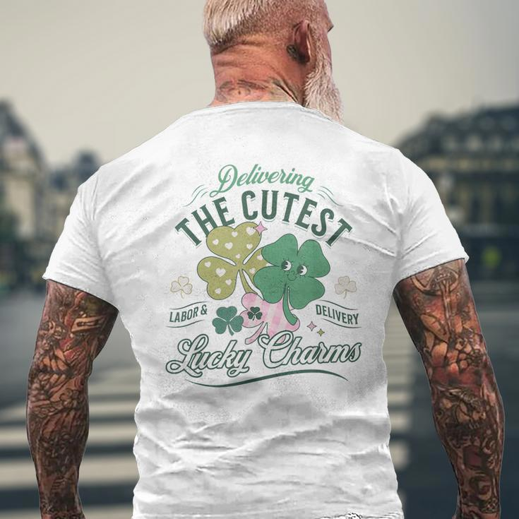 Delivering The Cutest Lucky Charms Labor Delivery St Patrick Men's T-shirt Back Print Gifts for Old Men