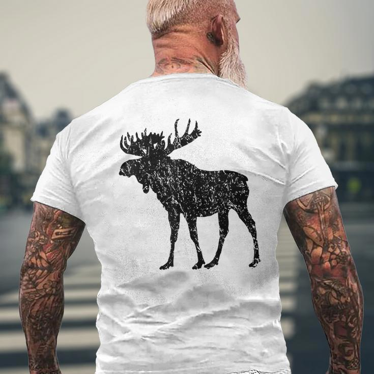 Distressed Moose Gear Vintage Silhouette Weathered Men's T-shirt Back Print Gifts for Old Men