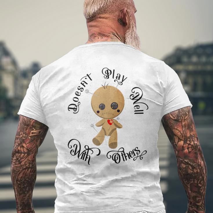 Doesn't Play Well With Others Cute Voodoo Doll Men's T-shirt Back Print Gifts for Old Men