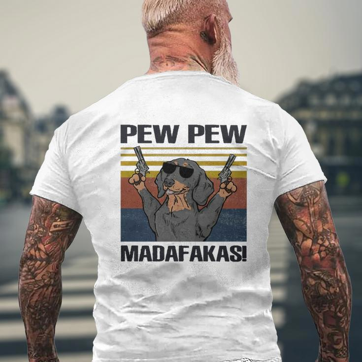 Dog Pew Pew Madafakas Vintage Dachshund Mens Back Print T-shirt Gifts for Old Men