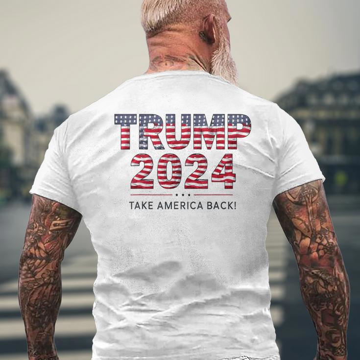 Donald Trump 2024 Take America Back Us Flag 4Th Of July Men's T-shirt Back Print Gifts for Old Men