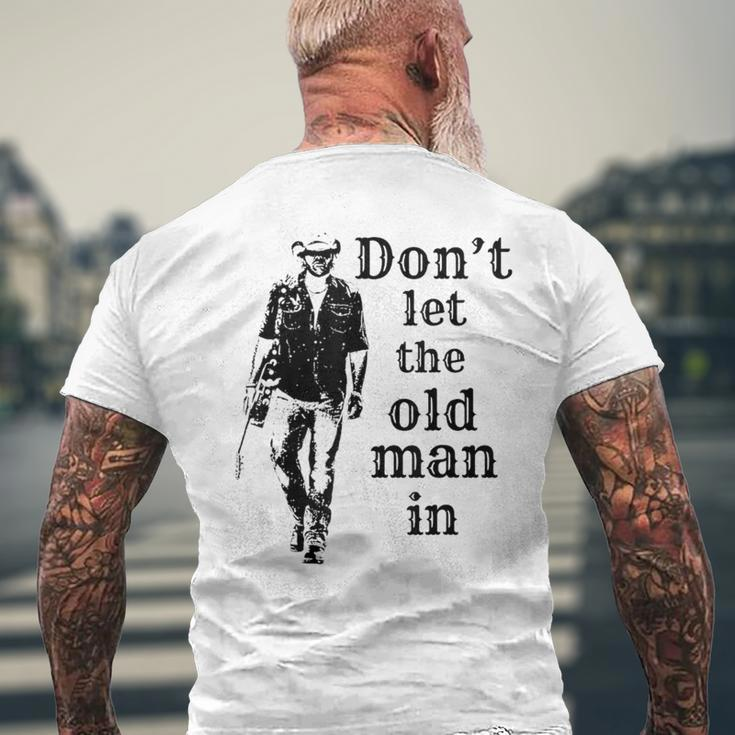 Don't Let The Old Man In Vintage Man Walking With A Guitar Men's T-shirt Back Print Gifts for Old Men