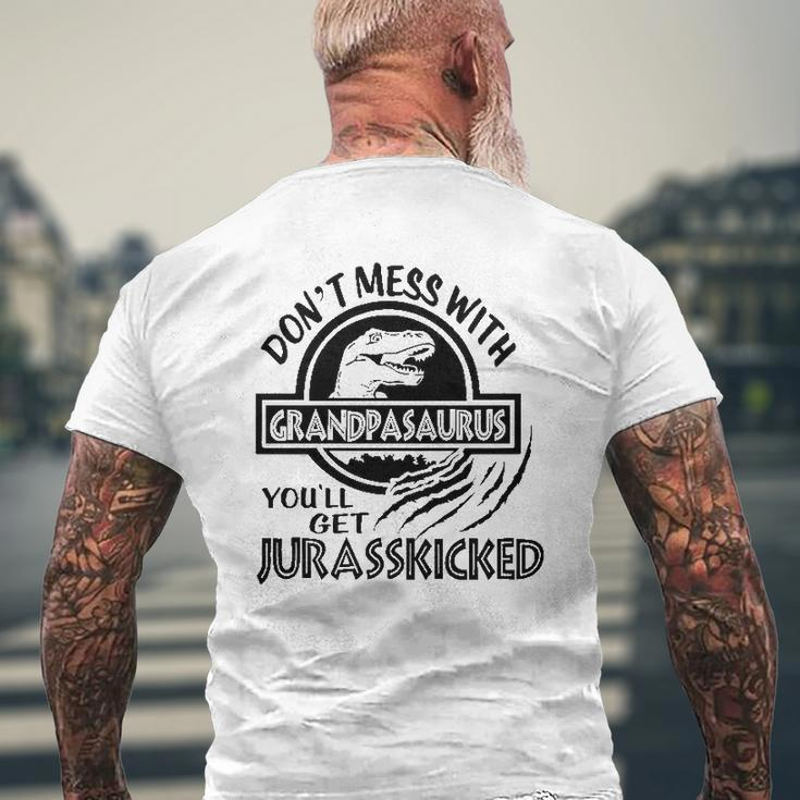 Don't Mess With Grandpasaurus Jurassicked Dinosaur Grandpa Mens Back Print T-shirt Gifts for Old Men