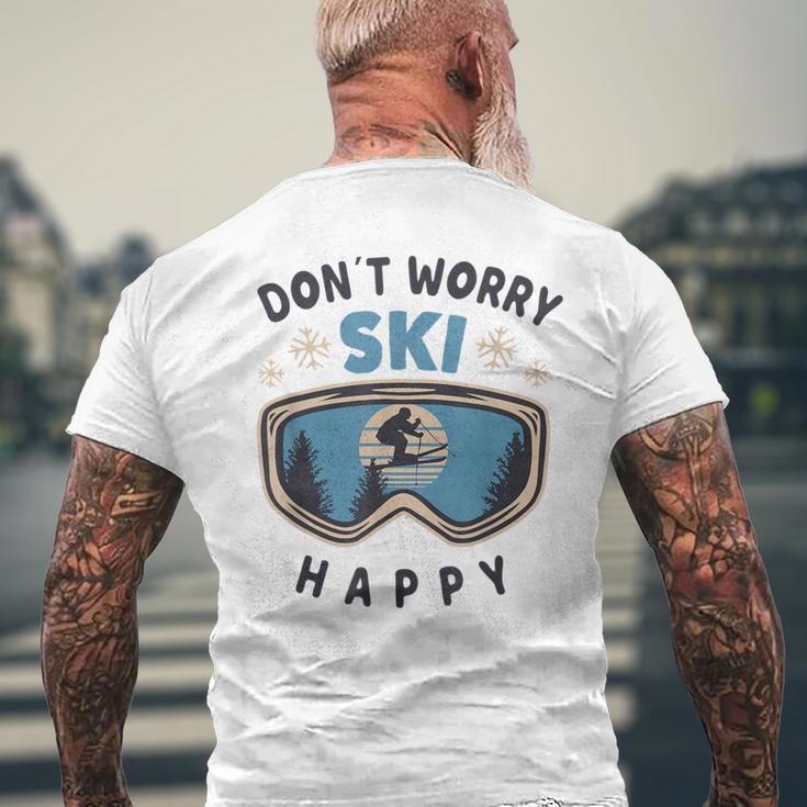 Dont Worry Ski Happy Slogan Skiing T-Shirt mit Rückendruck Geschenke für alte Männer
