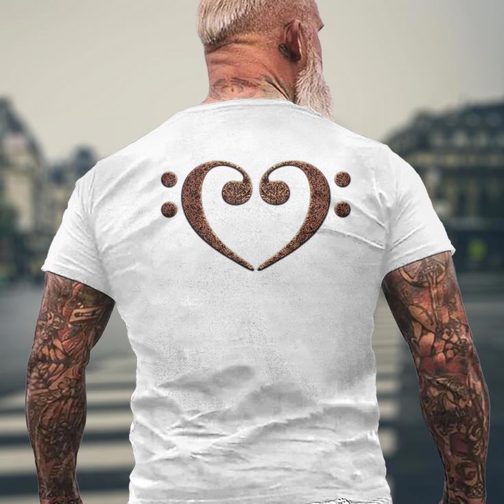 Double Bass Clef Heart Musical Notes Music Lover Bassist Men's T-shirt Back Print Gifts for Old Men