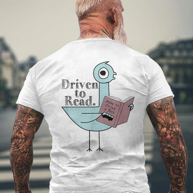 Driven To Read Pigeon Library Reading Books Readers Men's T-shirt Back Print Gifts for Old Men