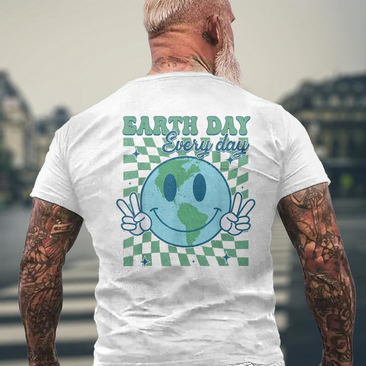 Earth Day Everyday Smile Face Hippie Planet Anniversary Men's T-shirt Back Print Gifts for Old Men