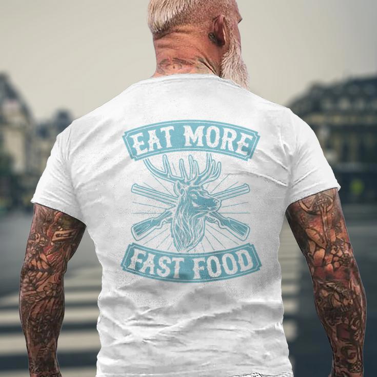 Eat More Fast Food Lustiger Hirsch Jagd Papa Witz Raglan T-Shirt mit Rückendruck Geschenke für alte Männer