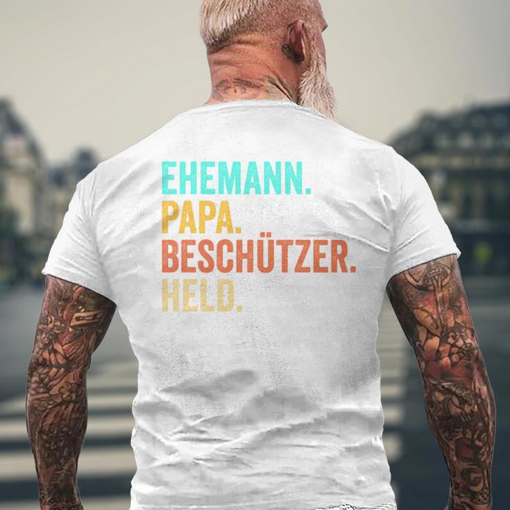 Ehemann Papa Beschützer Heldatertag T-Shirt mit Rückendruck Geschenke für alte Männer