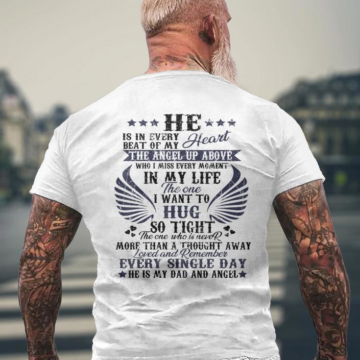 He Is In Every Heart Beat Of My Heart The Angel Daddy's Men's T-shirt Back Print Gifts for Old Men