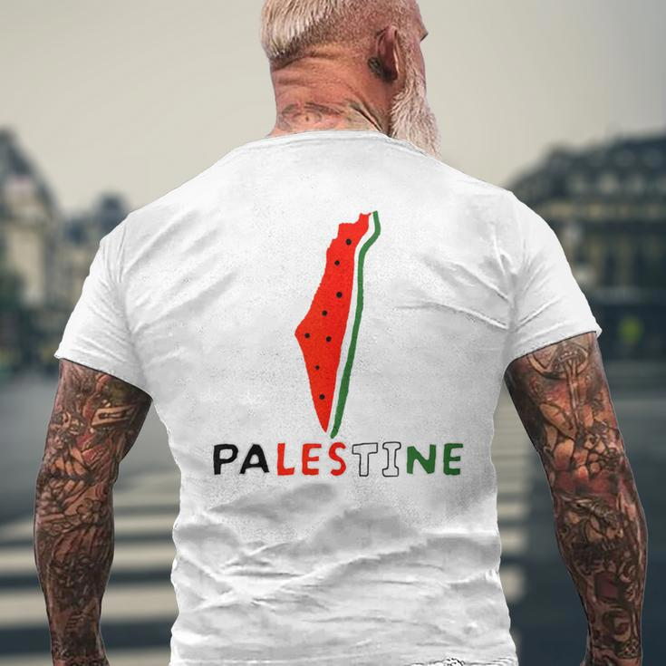 Falasn Palestine Watermelon Map Patriotic Graphic Men's T-shirt Back Print Gifts for Old Men