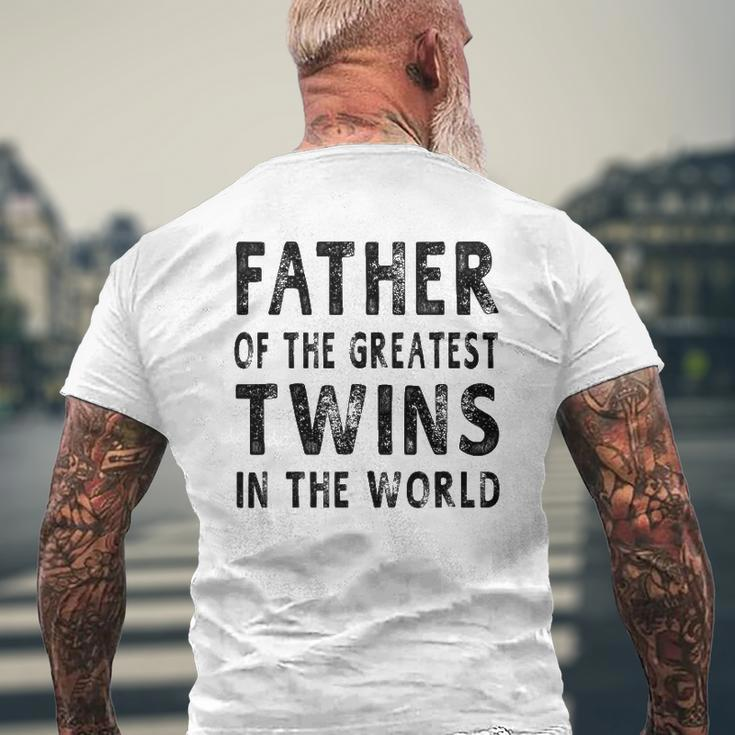 Father Of The Greatest Twins Daddy Men Mens Back Print T-shirt Gifts for Old Men