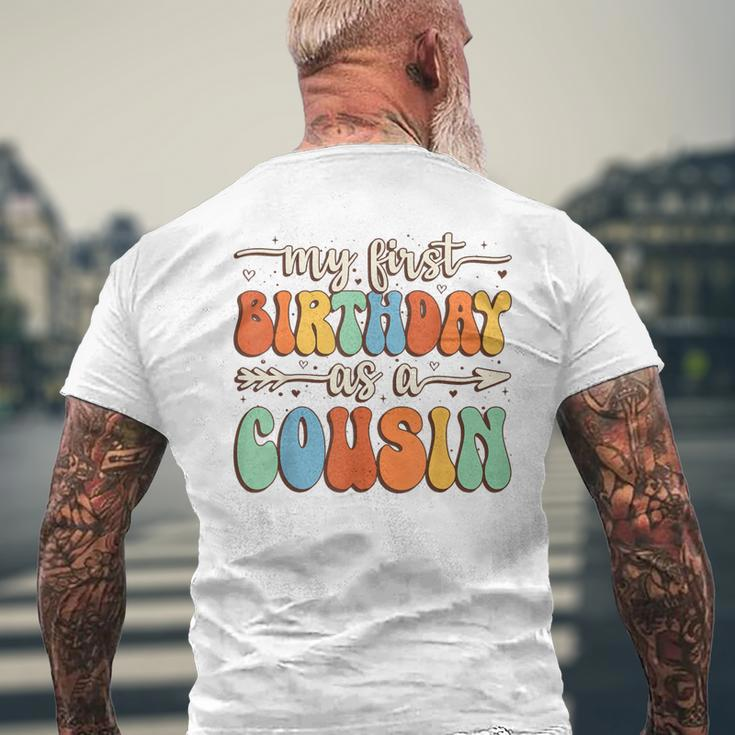 My First Birthday As A Cousin Vintage Groovy Father's Day Men's T-shirt Back Print Gifts for Old Men