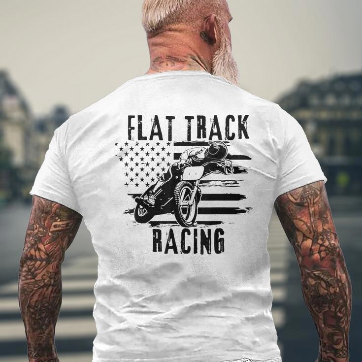 Flat Track Motorcycle Racing American Flag Speedway Dirt Men's T-shirt Back Print Gifts for Old Men