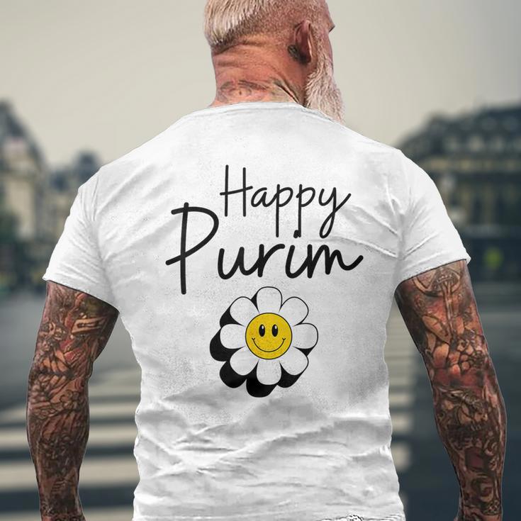 Flower Happy Purim Jewish Purim Costume Men's T-shirt Back Print Gifts for Old Men