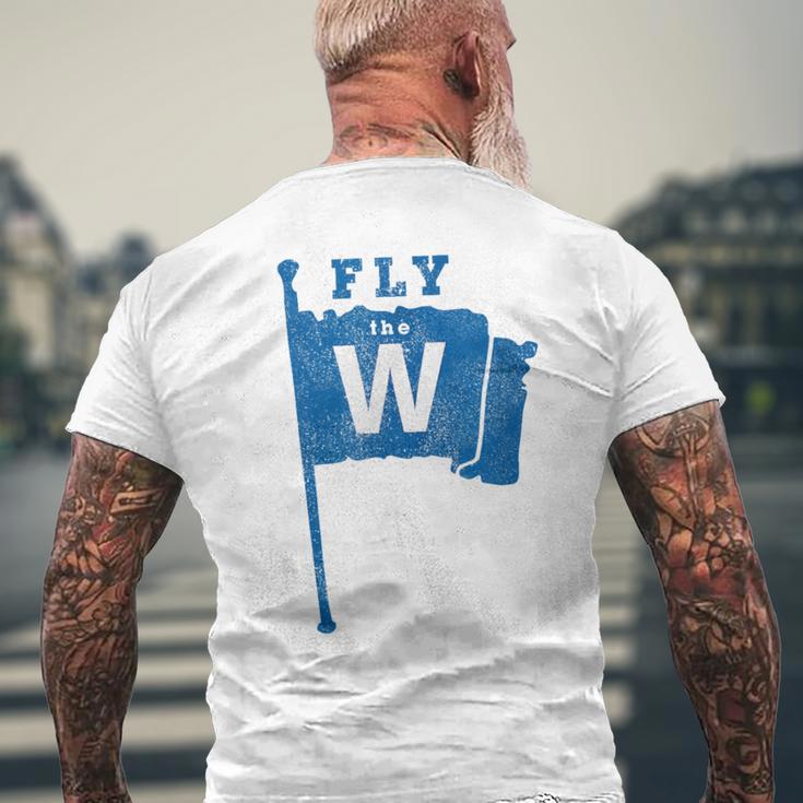 Fly The W Chicago Baseball Winning Flag DistressedMen's T-shirt Back Print Gifts for Old Men