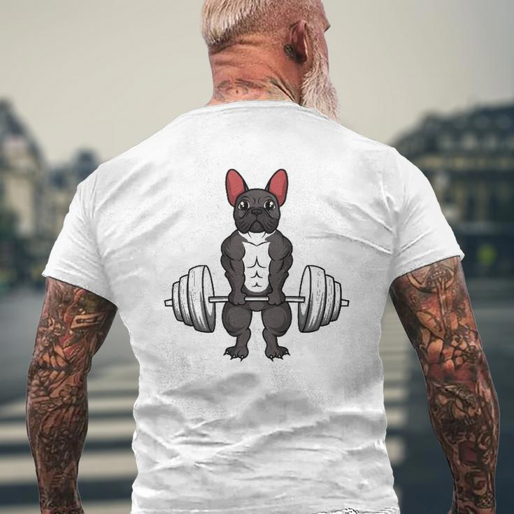 French Bulldog Deadlifts Dog Fitness Weightlifting Mens Back Print T-shirt Gifts for Old Men