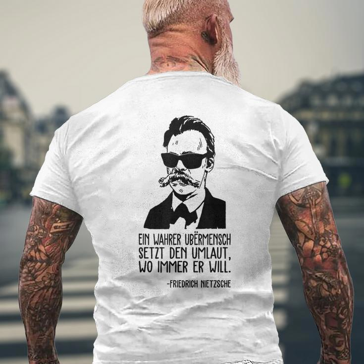 Friedrich Nietzsche Philosophie Deutscher Philosopher Gray T-Shirt mit Rückendruck Geschenke für alte Männer